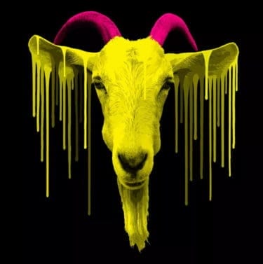 Digitales Kunstwerk „Yellow Goat (2019)“ von Carl Moore als limitierter Giclée Print