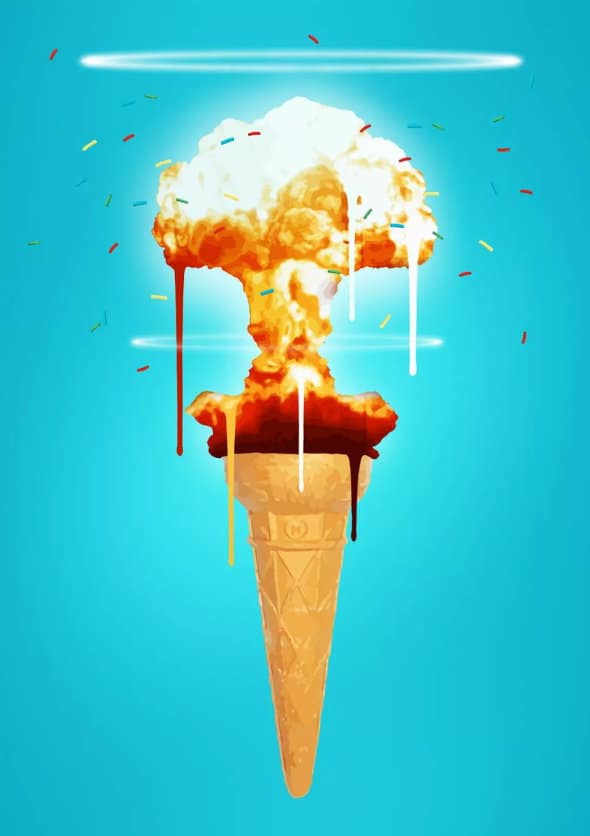 Digitales Urban Art Werk „Ice Cream Meltdown“ (2017) von Carl Moore als limitierter Giclée Print