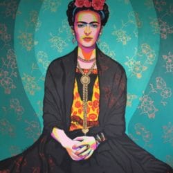 Folk Art Acrylbild „Frida Kahlo“ (2017) der peruanischen Malerin Gisella Stapleton, limitierter Kunstdruck