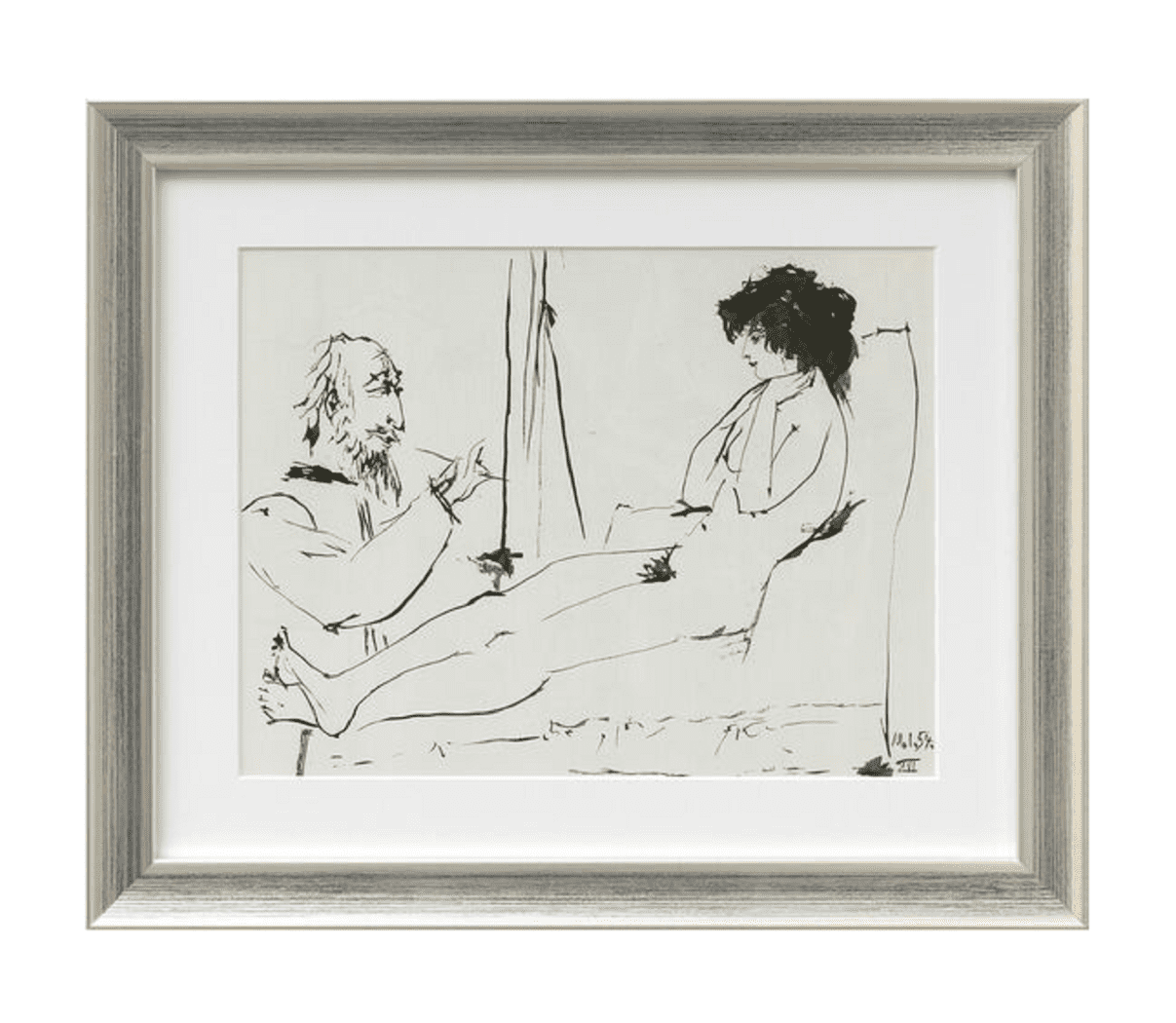 Pablo Picasso: Ink drawing &quot;Without title&quot; (1953), heliography, one -off