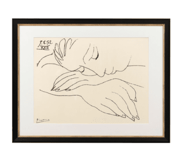 Pablo Picasso: "War and Peace - Sleeping woman" (1952), Siebdruck auf Büttenpapier