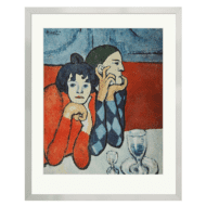 Pablo Picasso: "Harlekin und Gesellin", Reproduktion auf Papier