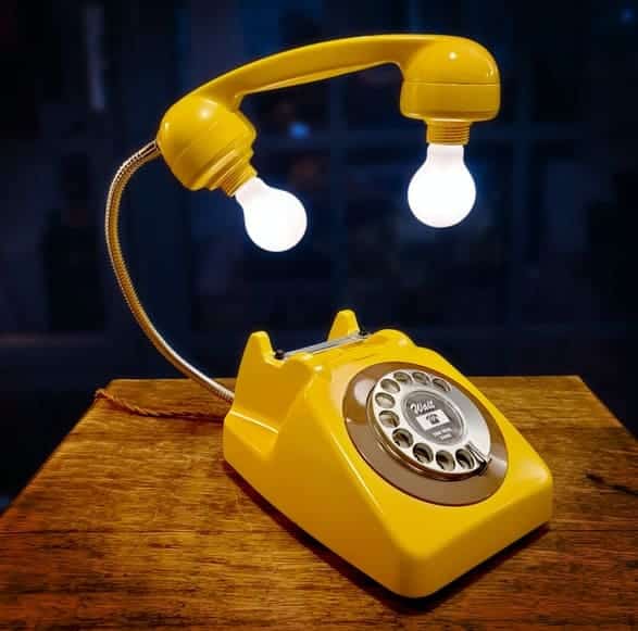Upcycled retro telephone lamp
