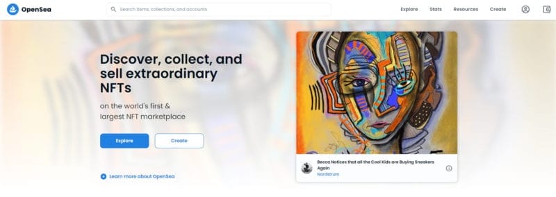 OpenSea - Discover, collect, and sell extraordinary NFTs (Screenshot)