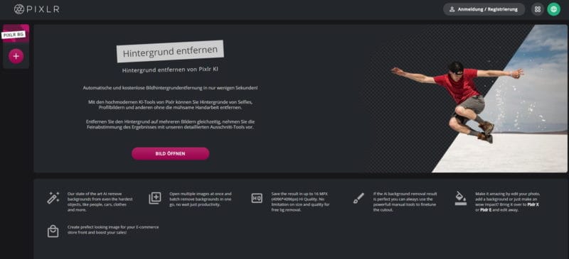 Online Hintergrund entfernen und Freistellen mit Pixlr KI
