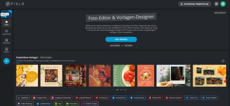 Pixlr X - Kostenloser Online Foto Editor und Vorlagen Designer