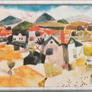 Abstrakte Malerei "Ansicht von St. Germain" (1914) von Paul Klee