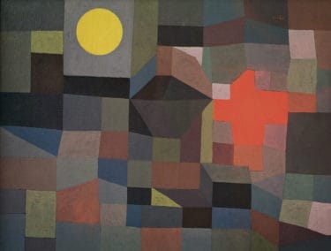 Abstraktes Bild "Feuer bei Vollmond" (1933) von Paul Klee, Limitierte Reproduktion