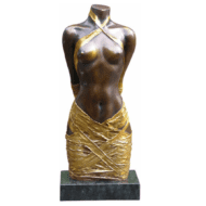 "Draperie II" - teilvergoldete Bronzeskulptur von Willi Kissmer