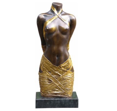 "Draperie II" - teilvergoldete Bronzeskulptur von Willi Kissmer