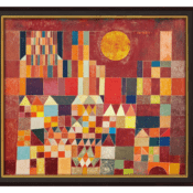 Expressionistisches Werk "Burg und Sonne" (1928) von Paul Klee, Reproduktion, Giclée auf Leinwand