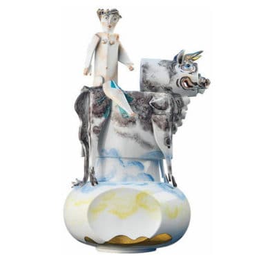 Limitierte Skulptur "Europa und Stier" von Peter Strang, Porzellan