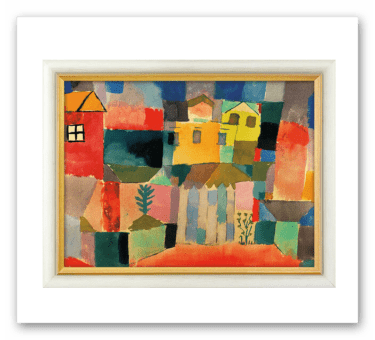 Abstraktes Gemälde "Häuser am Meer" (1914) von Paul Klee, limitierte Reproduktion auf Leinwand