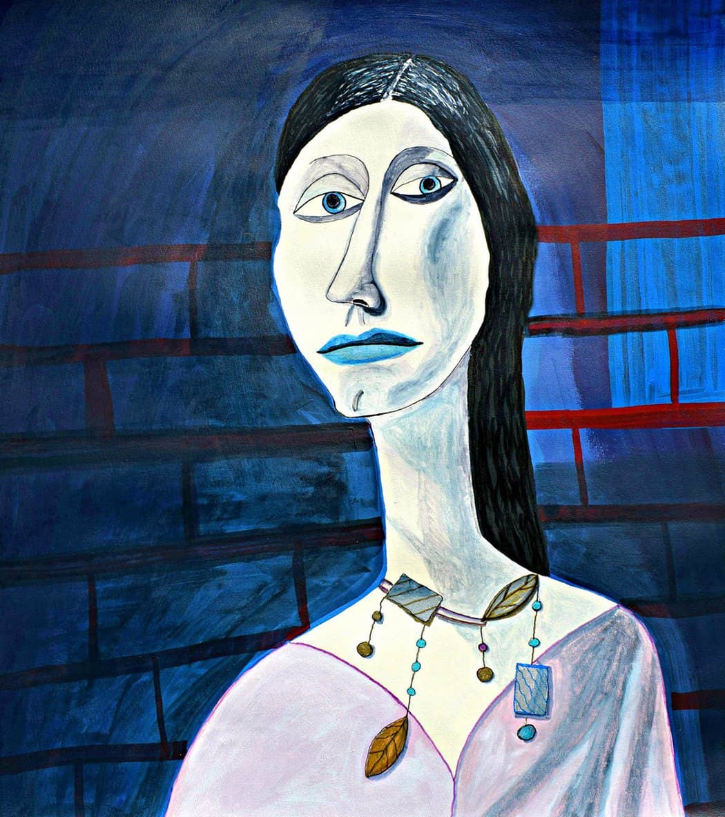 Mixed Media Malerei „Aunt Melanie“ (2019) von Rich Ray Art, Naive Kunst aus den USA