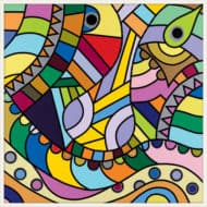 Mosaïque abstraite « Éléphants qui s’embrassent » d’Ukata Arua, reproduction en édition limitée sur toile