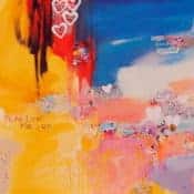 Abstraktes Mixed Media Gemälde „Make love happen“ von Xiaoyang Galas