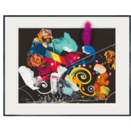 Abstraktes Werk "Vive la Liberté" (1990) von Jean Tinguely, limitierte Collage auf Siebdruck