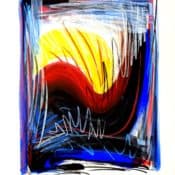 Abstrakte Malerei „Sunrise No. 2“ (2009) von Volker Mayr, Gouache auf Fabriano-Büttenkarton
