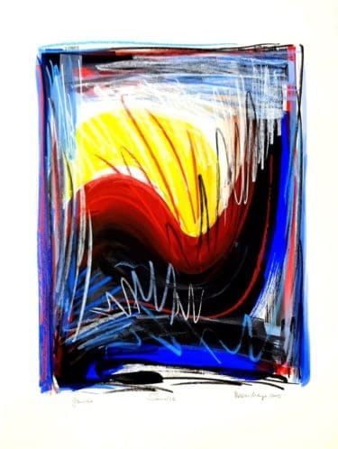 Abstrakte Malerei „Sunrise No. 2“ (2009) von Volker Mayr, Gouache auf Fabriano-Büttenkarton