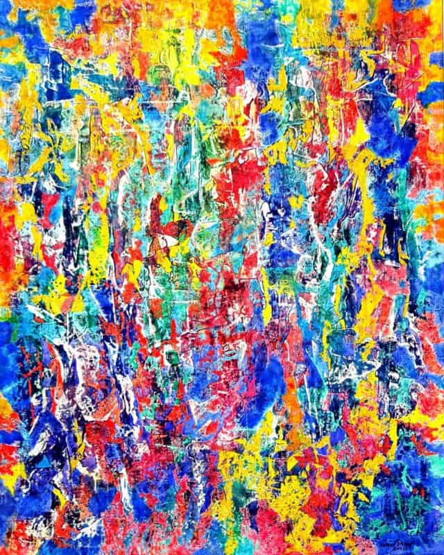 Ölgemälde „A Celebration Of Colours“ (2018) von Volker Mayr, Abstrakter Expressionismus