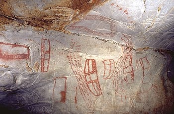 Parietale Kunst in der Höhle El Castillo, Kantabrien, Spanien. Jungpaläolithikum