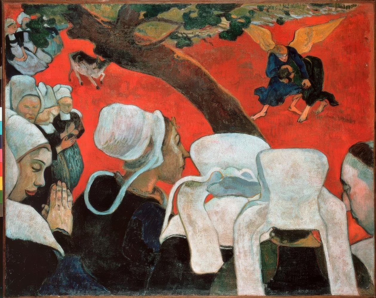 Die Vision nach der Predigt oder Der Kampf Jacobs mit dem E von Paul Gauguin. Verfügbar als Kunstdruck auf Leinwand, Fotopapier, Aquarellkarton, Naturpapier oder Japanpapier.