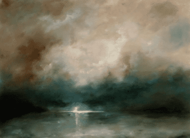 Abstrakte Landschaftsmalerei „Skye Beauty Moonrise“ (2020) von Rolf Marriott, Öl auf Leinwand