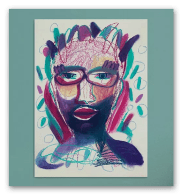 Naive Art „King 2“ (2021) von Anastasiya Lemza, Pastellkreide auf Papier