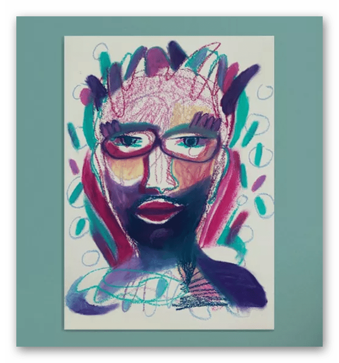 Naive Art &quot;King 2&quot; (2021) by Anastasiya Lemza, pastel chalk on paper