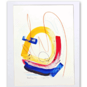 Abstrakte Malerei „Cyber-Man #3“ (2003) von Volker Mayr, Gouache auf Fabriano-Büttenkarton