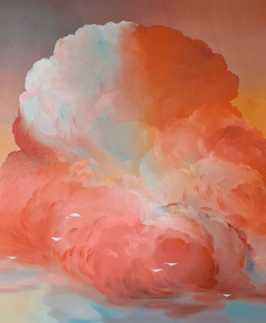 Verträumtes Himmelsbild „Migration / The Symphony Painting“ (2021) von Julia Martynova, Öl auf Leinwand, Abstrakte Malerei