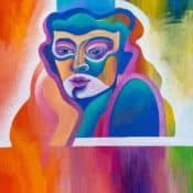 Naive Art „Queen“ (2020) von Anastasiya Lemza, Acryl auf Leinwand