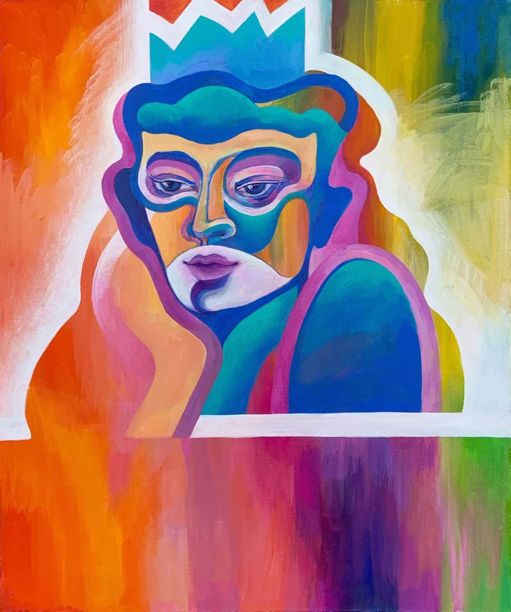 Naive Art &quot;Queen&quot; (2020) by Anastasiya Lemza, Acrylic on canvas
