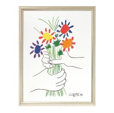 Pablo Picasso: "Hände mit Blumenstrauß" (1958), Limitierte Reproduktion, Hochwertige Edition mit Rahmung