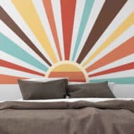 Pegatina de pared Sol abstracto vintage atardecer años 70