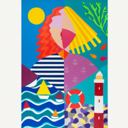 Farbenfrohes Acrylgemälde „Sailing Days“ (2021) von Miki Sexton, Abstrakte Malerei auf Leinwand