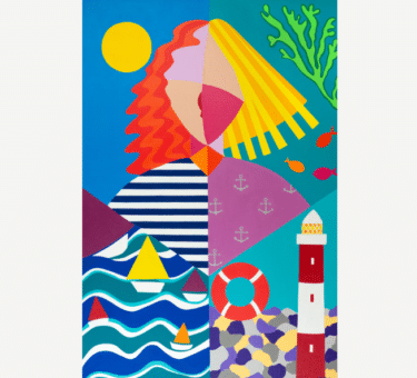 Farbenfrohes Acrylgemälde „Sailing Days“ (2021) von Miki Sexton, Abstrakte Malerei auf Leinwand