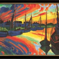 Expressionistisches Werk "Hafen von Leba" von Max Pechstein, limitierte Giclée-Reproduktion