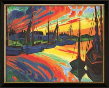 Expressionistisches Werk "Hafen von Leba" von Max Pechstein, limitierte Giclée-Reproduktion