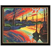 Expressionistisches Werk "Hafen von Leba" von Max Pechstein, limitierte Giclée-Reproduktion