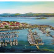 Biograd na Moru Pasman Kroatien Acryl Malerei Panoramabild handgemaltes Wandbild 116x81cm