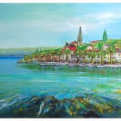 Brac Fischerdorf Kroatien Wandbild Original Gemälde Acryl Malerei Unikat 116x81cm
