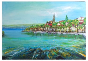 Brac Fischerdorf Kroatien Wandbild Original Gemälde Acryl Malerei Unikat 116x81cm