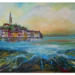 Rovinj Altstadt Leinwandbild Malerei Kroatien 116x81cm - Wandbild Acrylbild Original Gemälde Istrien