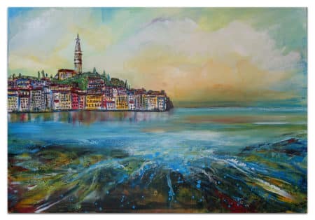 Rovinj Altstadt Leinwandbild Malerei Kroatien 116x81cm - Wandbild Acrylbild Original Gemälde Istrien