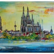 Wandbild Köln Skyline Dom Leinwandbild Acrylgemälde 100x50cm