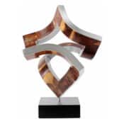 Nikolaus Weiler: Skulptur "Raumfaltung" (2021), Unikat aus Edelstahl und Akazien-Hirnholz