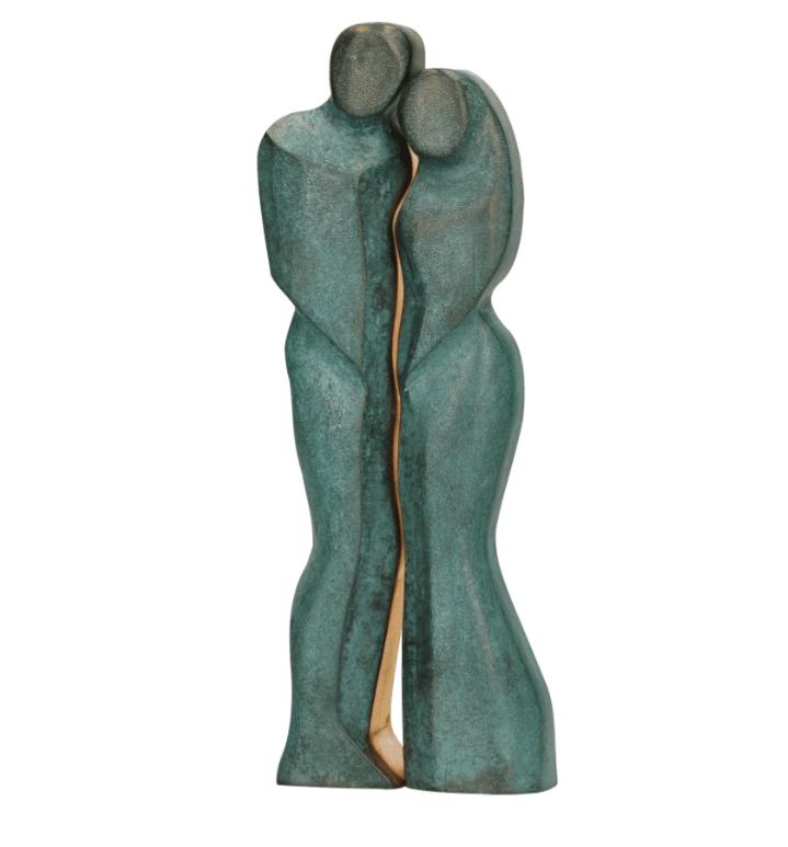 Wunderbare Skulpturen zum Thema Liebe, Verbundenheit und Freundschaft Kunstwerke kunst kaufen Mann-Frau-Skulptur Paar von Stefanie von Quast, Skulptur aus Rotgussbronze