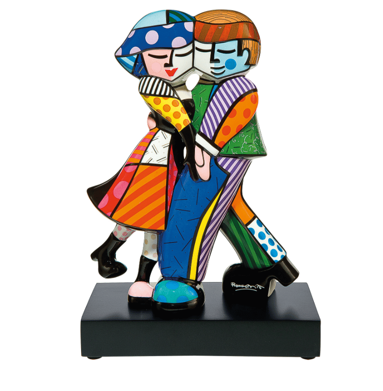 Wunderbare Skulpturen zum Thema Liebe, Verbundenheit und Freundschaft Kunstwerke kunst kaufen Porzellanskulptur Cheek to Cheek von Romero Britto