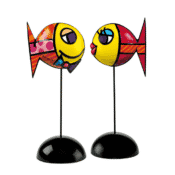 2 Porzellanfische Deeply in Love I + II im Set, von Romero Britto